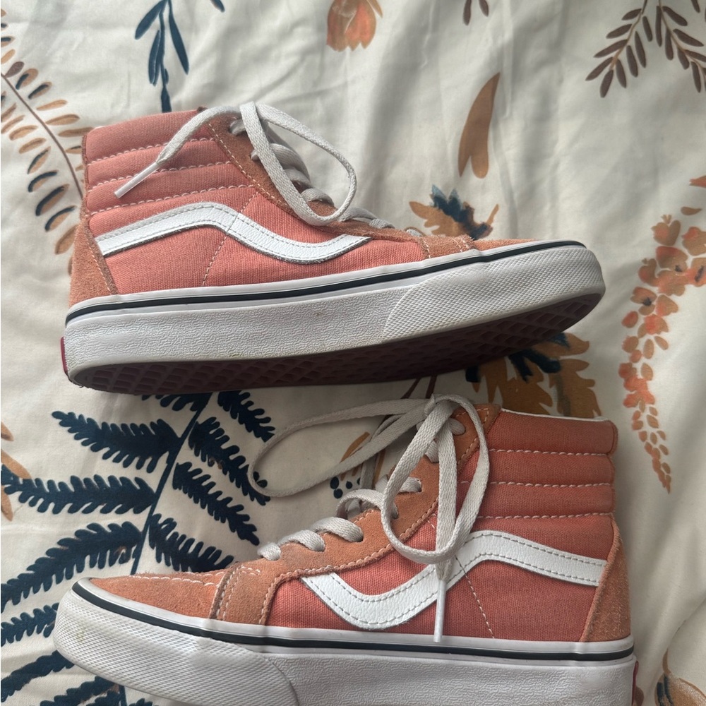 Vans Pink and White High-Top Sneakers